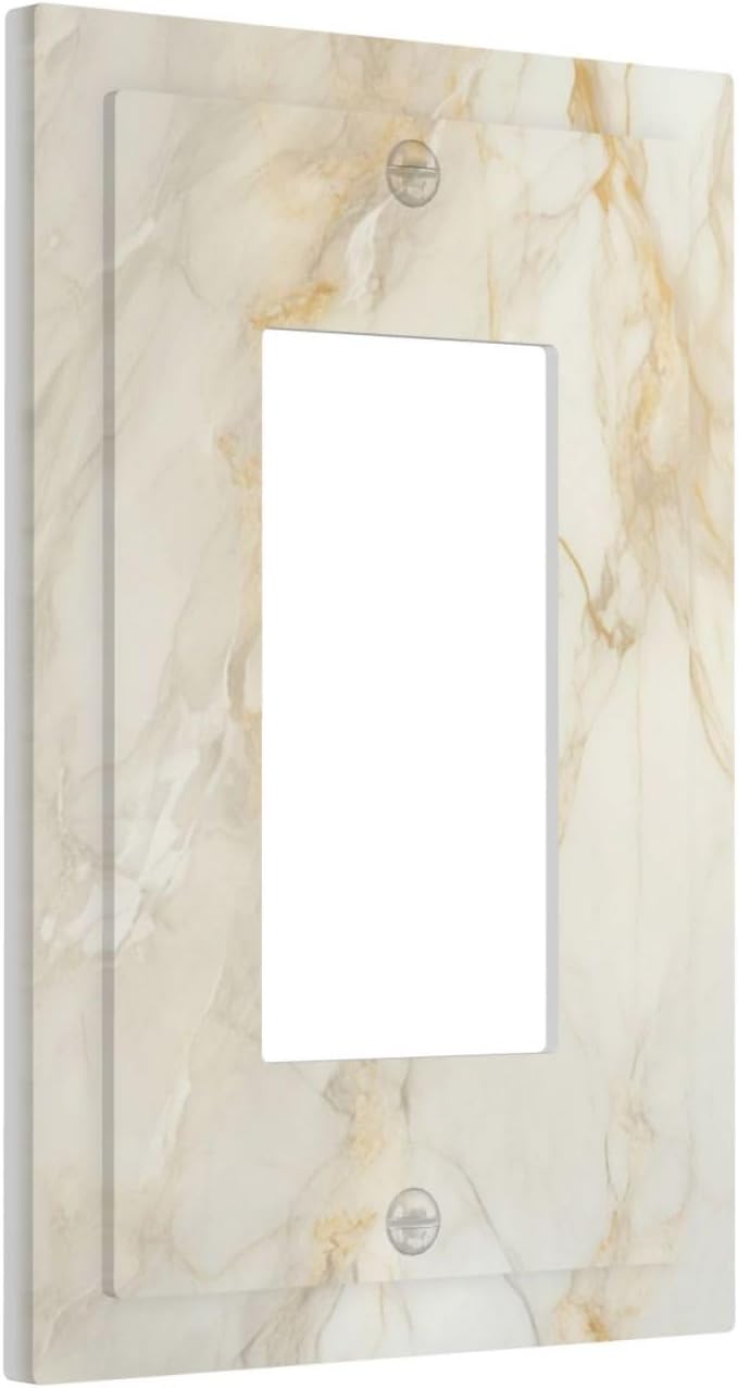 Light Switch Cover Plate Beige Gold Marble Abstraction Morden Art 1 Gang Outlet Covers Single Rocker Decorative Switch plates Electrical Wall Plates GFCI Receptacle for Kitchen Bathroom Decor