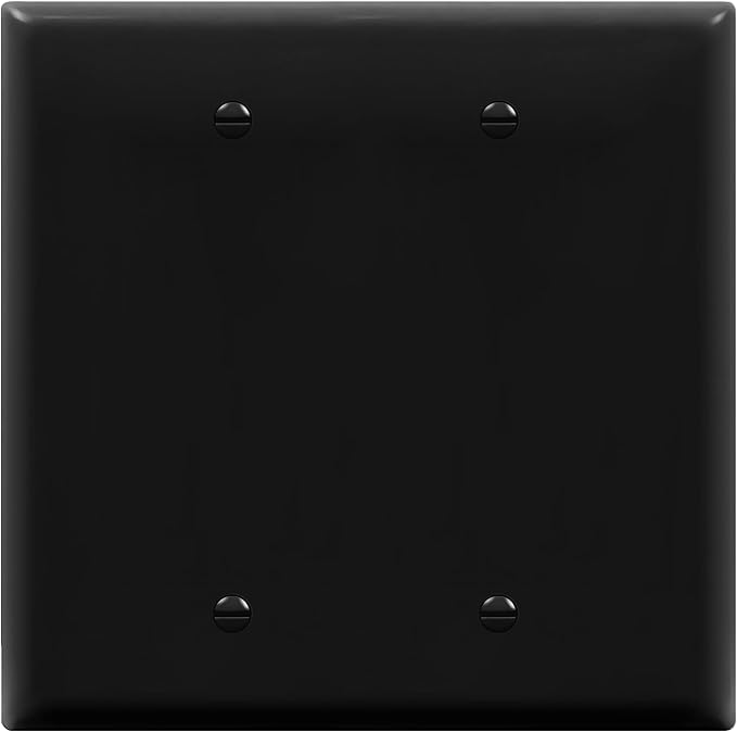 ENERLITES Double Blank Device Wall Plate, Gloss Finish, Mid-Size 2-Gang 4.88" x 4.92", Unbreakable Polycarbonate Thermoplastic, UL Listed, 8802M-BK, Black