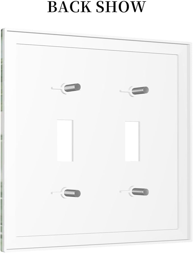 Green Tropical Palm Tree Leaf 2 Gang Double Toggle Outlet Light Switch Cover Wall Plate Electrical Faceplate Decorative Dual Device Switchplate