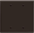 ENERLITES Double Blank Device Wall Plate, Gloss Finish, Mid-Size 2-Gang 4.88" x 4.92", Unbreakable Polycarbonate Thermoplastic, UL Listed, 8802M-BR, Brown
