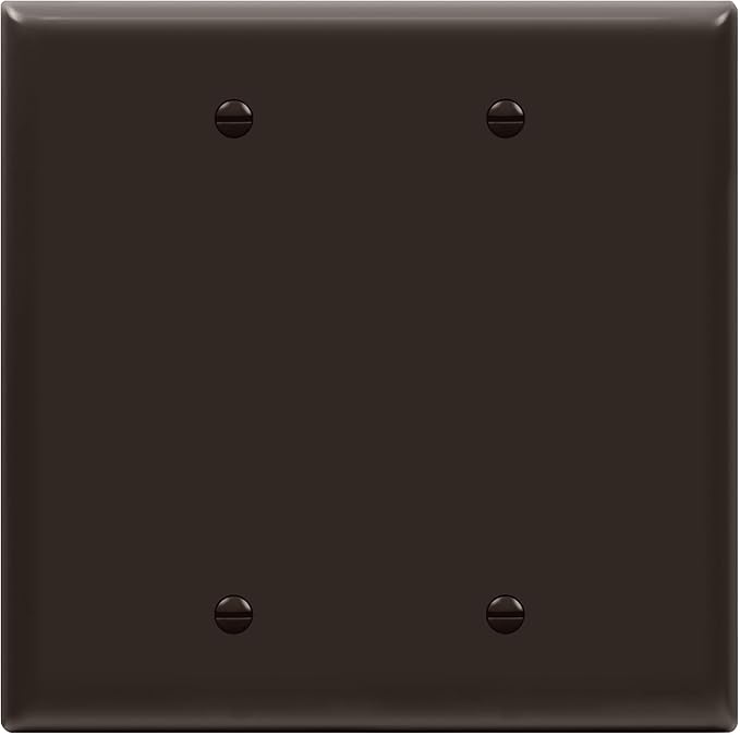 ENERLITES Double Blank Device Wall Plate, Gloss Finish, Mid-Size 2-Gang 4.88" x 4.92", Unbreakable Polycarbonate Thermoplastic, UL Listed, 8802M-BR, Brown