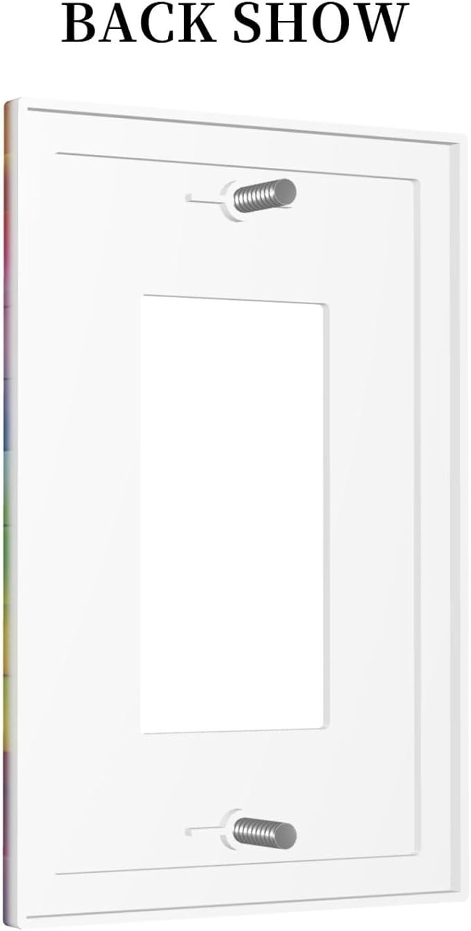 3D Colorful Rainbow Wall Abstract Squre Shaped 1 Gang Rocker Light Switch Covers Decorative Unique Single Decora Outlet Wall Plate Faceplate Switchplate GFCI for Kitchen Bedroom Bathroom Decor
