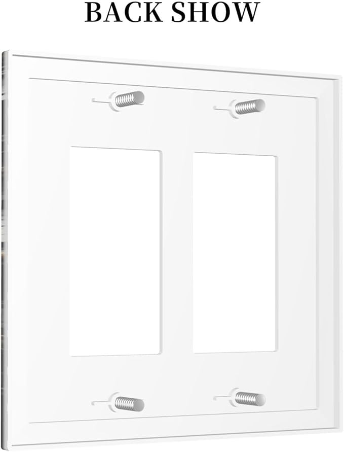 White Black Daisy Wildflower Modern Chrysanthemum Decorative Outlet Covers 2 Gang Double GFCI Rocker Electrical Wall Panels Light Switch Cover Plate for Bedroom Farmhouse Decor