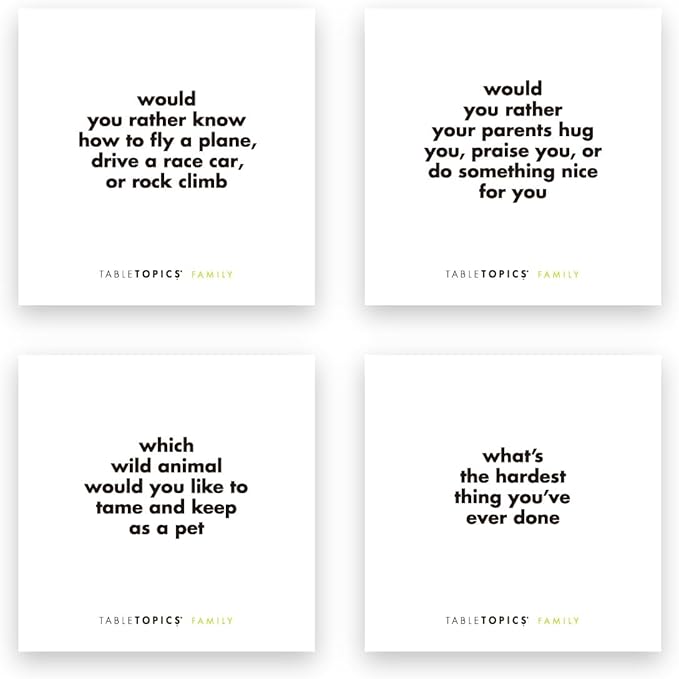 TableTopics Family Conversation Cards for Kids & Parents with 135 Questions for Fun & Connection at Dinnertime, Game Night, & Classrooms