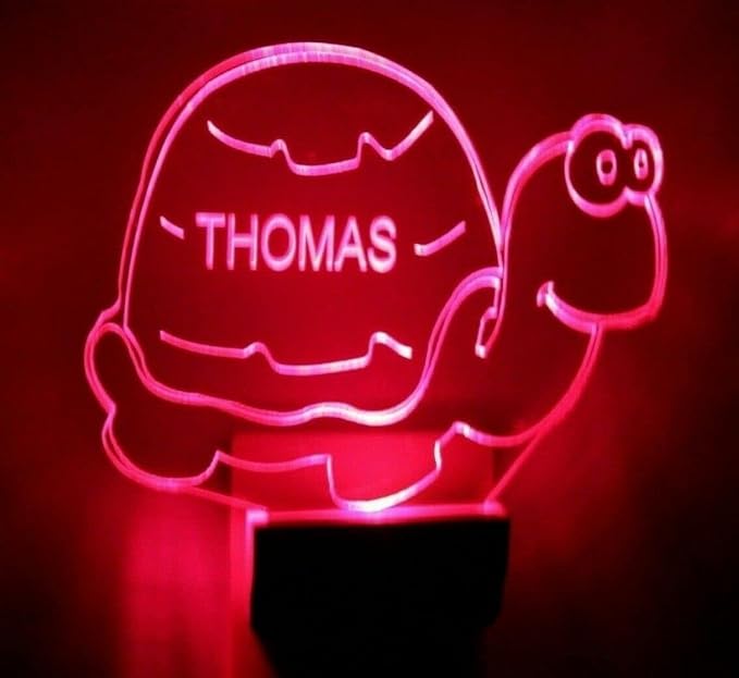 MIRROR MANIA Night Light Multi Color Personalized LED Plug-in, Ultra-Slim Touch Night Light Smart Dusk to Dawn Sensor, Kids Children's Bedroom Kitchen Bathroom Hallway Play Room Variations (Turtle)