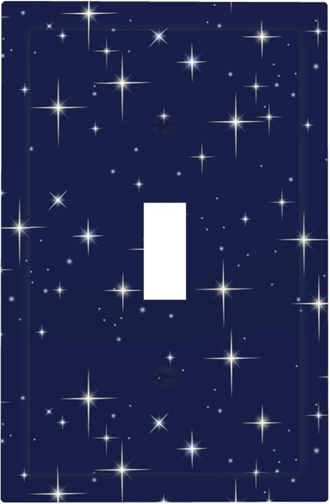 Starry Night 1-Gang Toggle Light Switch Plate, Celestial Sparkle Midnight Galaxy Cosmic Glow Decorative Wall Plate for Bedroom & Nursery