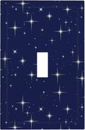 Starry Night 1-Gang Toggle Light Switch Plate, Celestial Sparkle Midnight Galaxy Cosmic Glow Decorative Wall Plate for Bedroom & Nursery