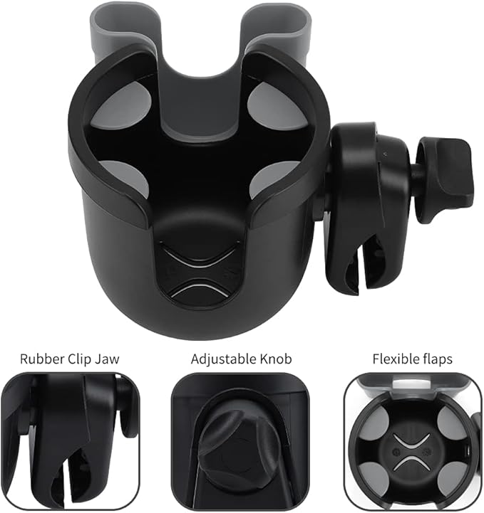Accmor Stroller Cup Holder with Phone Holder, Bike Cup Holder, Universal Cup Holder for Uppababy Nuna Doona Strollers, 2-in-1 Cup Phone Holder for Stroller Bike Accessory