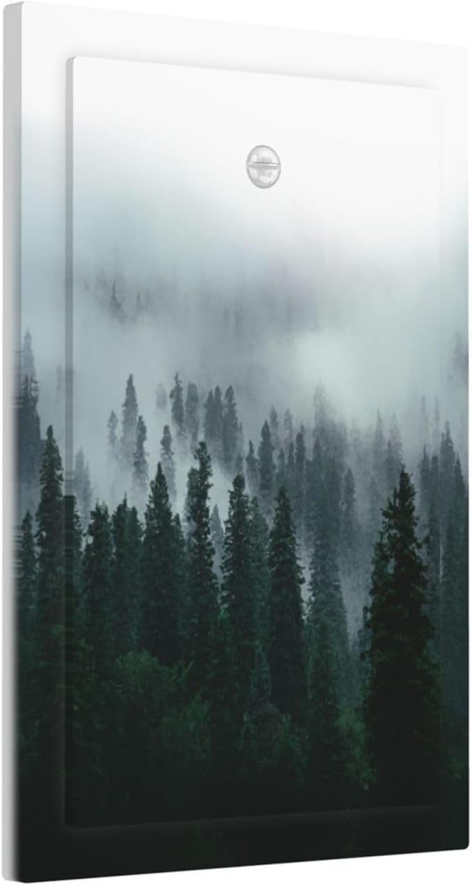 Forest Pine Forest Foggy Mountain Natural Scenery Light Switch Cover Plate 1 Gang No Device Blank Electrical Wall Plates Faceplate Decorative Switch Plate for Bed Room Living Room Decor