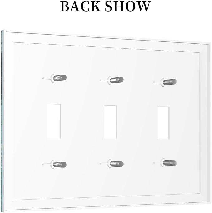 Decorative Switch Plates Teal Blue Modern Geometric Abstract Turquoise Green 3 Gang Wall Plate Triple Toggle Light Switch Cover Faceplate Electrical Wall Panels for living Room Bedroom