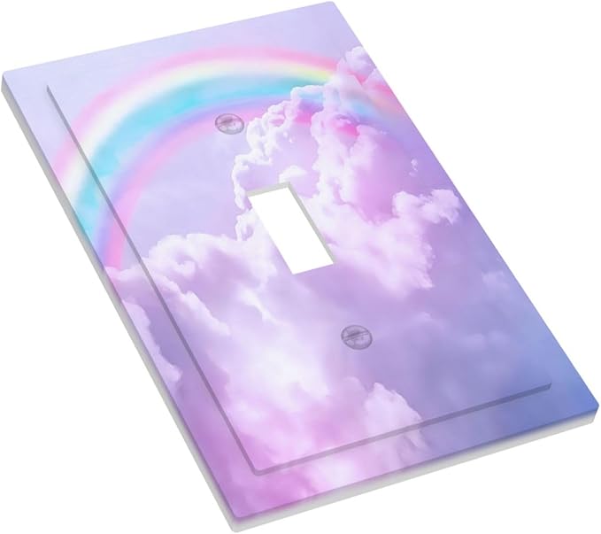 Outlet Covers Rainbow Sky with Clouds 1 Gang Duplex Light Switch Cover Plate Decorative Wall Plates Electrical Switchplate Receptacle for Bathroom Home Decor（2 Pack）