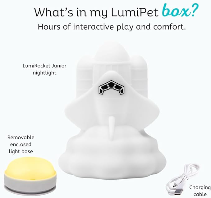 Lumipets Space Rocket LED Baby Night Light, Cordless, Touch Control, Soft Silicone Material, 8 Lulling Colors, Portable