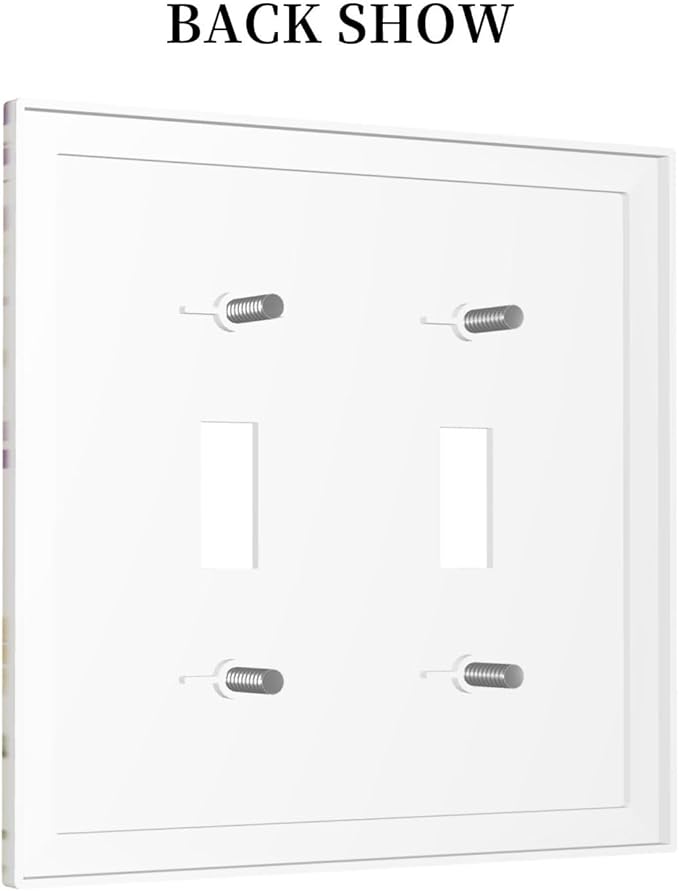 Watercolor Floral Leaves 2 Gang Light Switch Cover Small Purple Flowers Daisies Double Toggle Wall Plate Decorative Electrical Switchplate Covers for Country Bedroom Kitchen Living Room Decor