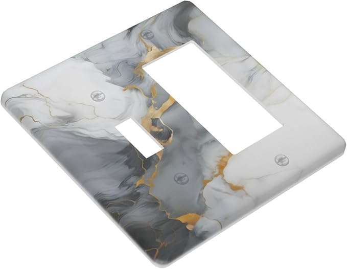 Gold Marble Grey Art Abstract Luxury Print Outlet Covers 1 Toggle 1 Rocker Combination Decorative Wall Plate Electrical Switch Plates Light Switch Cover Plate for Kitchen Bathroom Decor