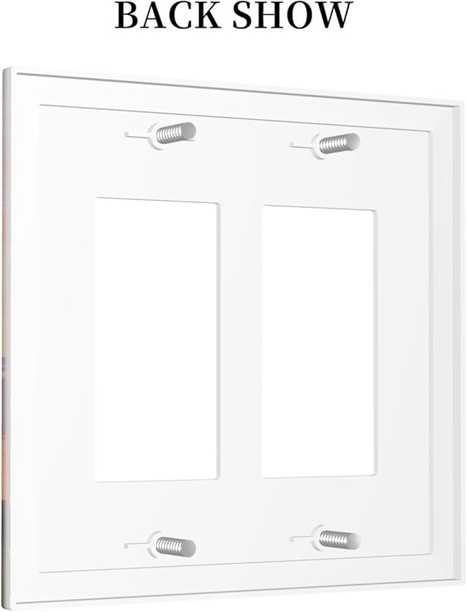 Abstract Sunset Dusk Natural Scenery Wild Flowers Decorative Outlet Covers 2 Gang Double GFCI Rocker Electrical Wall Panels Light Switch Cover Plate for Farmhouse Bedroom Decor