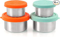 SUKKI Stainless Steel Condiment Containers - 4 PCS Salad Dressing Containers with Food Grade and Leakproof Silicone Lids - 2x3.4oz +2x1.8oz for Snacks, Desserts, Souffle, Baby Food