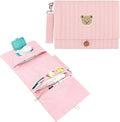 MOMIGO Baby Diaper Bag Organizer Pouches - Waterproof Pod Foldable Diaper Organizer Set, Cute Bear Bag Gift for Baby Shower (Pink)