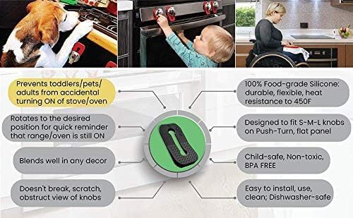 2025-26 Mom's Choice Winner- Gas Stove Knob Locks - Blue Silicone Stove Knob Safety Covers for Toddlers, Pets - Child Proof Universal Size Knobs - Baby Proofing Protectors for Electric Stoves- 5Pcs