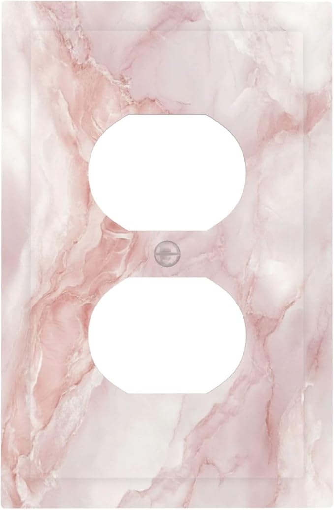 Outlet Covers Pinkish-White Marble Abstract Luxury Elegant 1 Gang Duplex Light Switch Cover Plate Decorative Wall Plates Socket Cover Electrical Switchplate for Bathroom Home Decor
