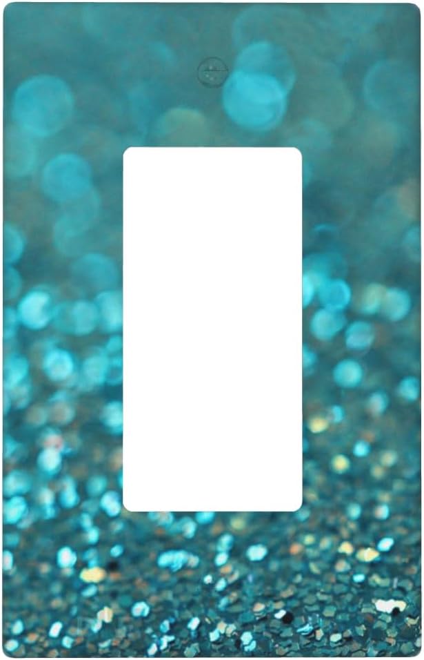 Teal Turquoise Shiny Printed 1-Gang Rocker Wall Plate, Modern Decorative Switch Plate for Bathroom, Kitchen, Vanity & Bedroom