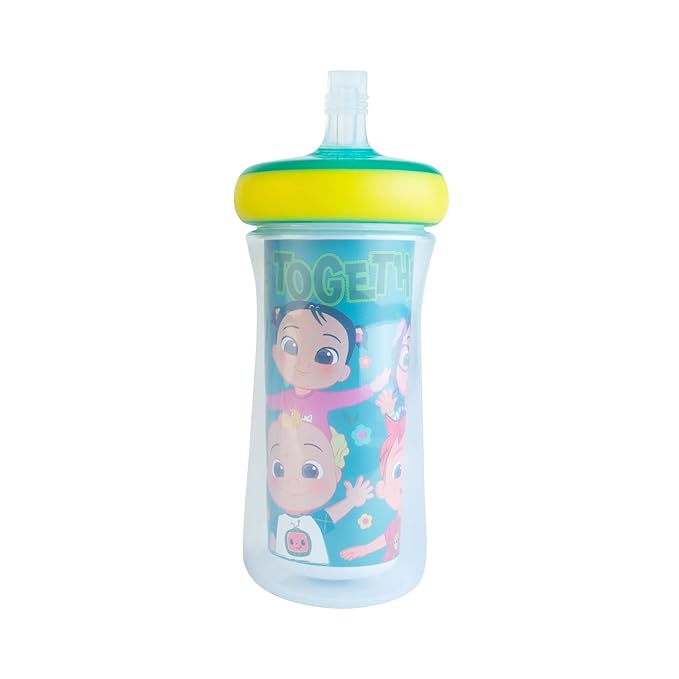 The First Years Cocomelon Insulated Straw Cups - Silicone Straw Cups for Toddlers - Kids Water Bottles Ages 18 Months and Up - 2 Count