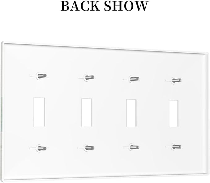 Decorative Light Switch Cover Plate Boho Green Monstera Leaf Inspirational Quotes 4 Gang Wall Plates for Electrical Quad Toggle Switch Plate Covers Outlet Covers Faceplate for Home Decor