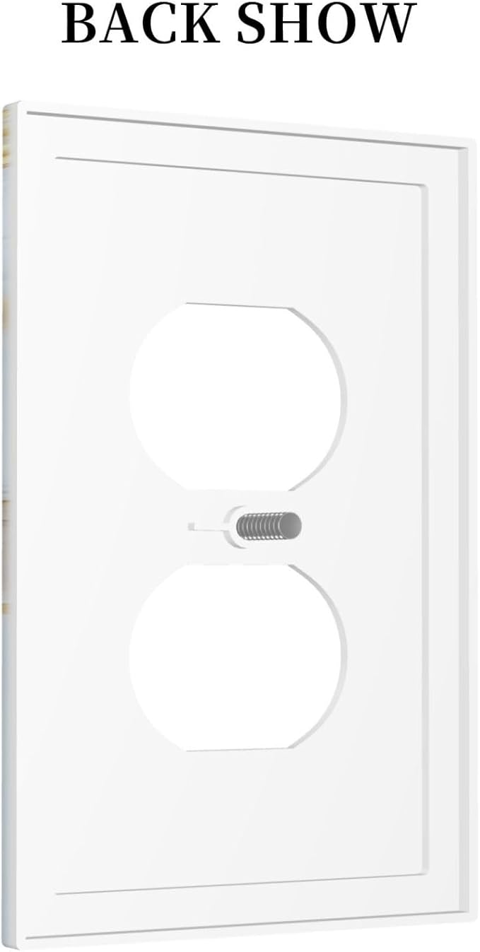 Decorative Outlet Covers Abstract Gold Marble Design with White & Gold 1 Gang Duplex Light Switch Cover Plate Unique Wall Plates Switchplate Cover for Modern Luxurious Decor