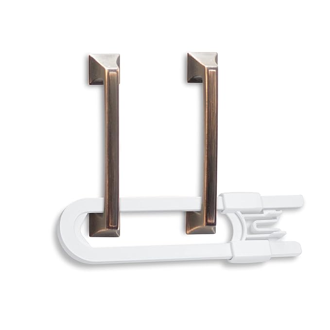 Vmaisi 8 Pack Baby Sliding Cabinet Locks - Adjustable U Shaped Child Safety Locks for Cabinets with Handles or Knobs, Childproof Latches for Kitchen Bathroom Storage Cupboards 8 Pack