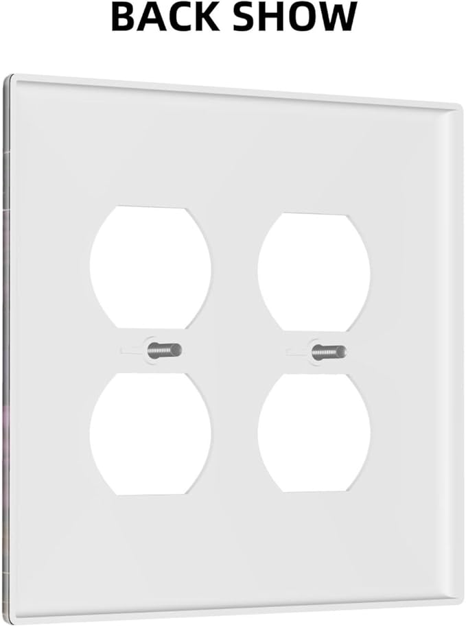 Decorative Outlet Covers with Luxurious Purple Roses Gold Accents Leaves Design 2 Gang Wall Plate Double Duplex Receptacle Light Switch Cover Switch Plate Cover for Bedroom/Living Room Decor