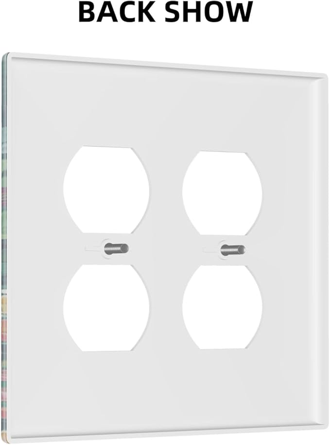 Decorative Outlet Covers with Wildflowers & Stars Botanical Floral Art Design 2 Gang Wall Plate Double Duplex Receptacle Light Switch Cover Switch Plate Cover for Garden Theme Wall Decor