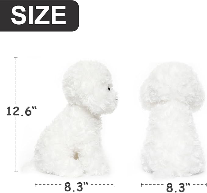 WEIGEDU White Toy Poodle Stuffed Animal Dog Puppy - Bichon Frise Maltese Maltipoo White Labradoodle Plush Toy for Kids and Babies 12.6"