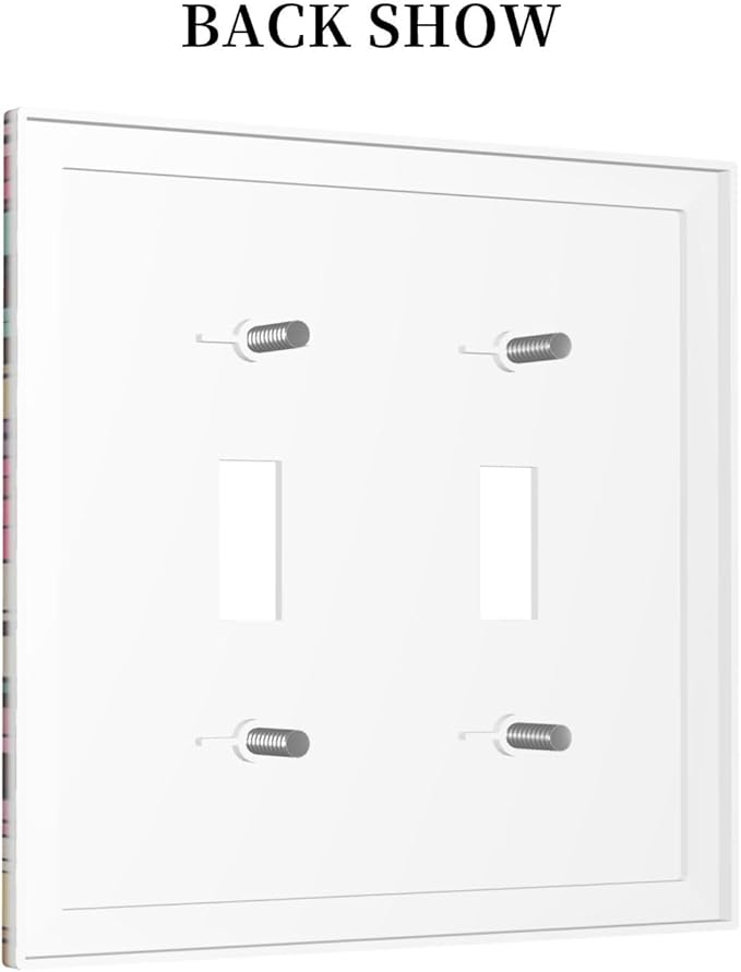Cartoon Hand Drawn Ice Cream Doodles Colorful Print Decorative Switch Plates 2 Gang Double Toggle Outlet Light Switch Cover Wall Plate Electrical Faceplate for Kids Room Nursery Decor