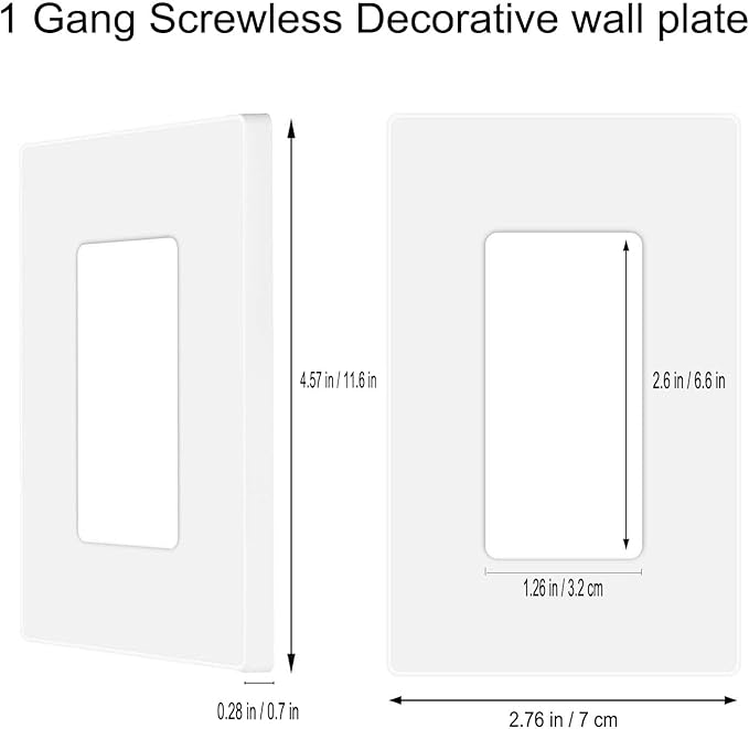 ZEFTV 8 Pack Screwless Decorator Wall Plates 1-Gang Switch Outlet Electrical Cover Plate Unbreakable Thermoplastic Faceplate for Decorative Receptacle Outlet Switch, White