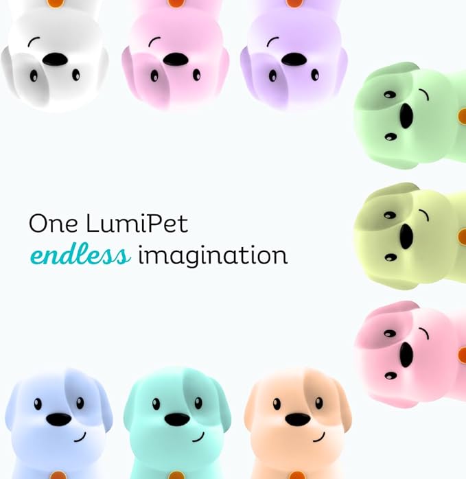 Lumipets Pepper The Puppy Dog Squishy Silicone Night Light for Kids | Cute Night Light with Remote & Touch Control for Baby & Toddler Bedrooms | Color Changing Animal Lamp | Soft Portable Nightlight