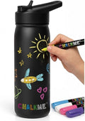 Kids Water Bottle 20oz Stainless Steel Vacuum Insulated with Washable Markers Included, Decorate Your Own Water Bottle, Dishwasher Safe, Easter Basket Stuffers for Boys & Girls