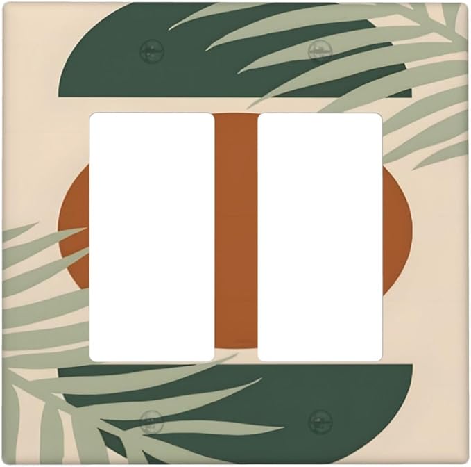 Outlet Covers Vintage Boho Sun Leaf 1 Gang Duplex Light Switch Cover Plate Decorative Wall Plates Electrical Switchplate Receptacle for Bathroom Bedroom Decor（2 Pack）