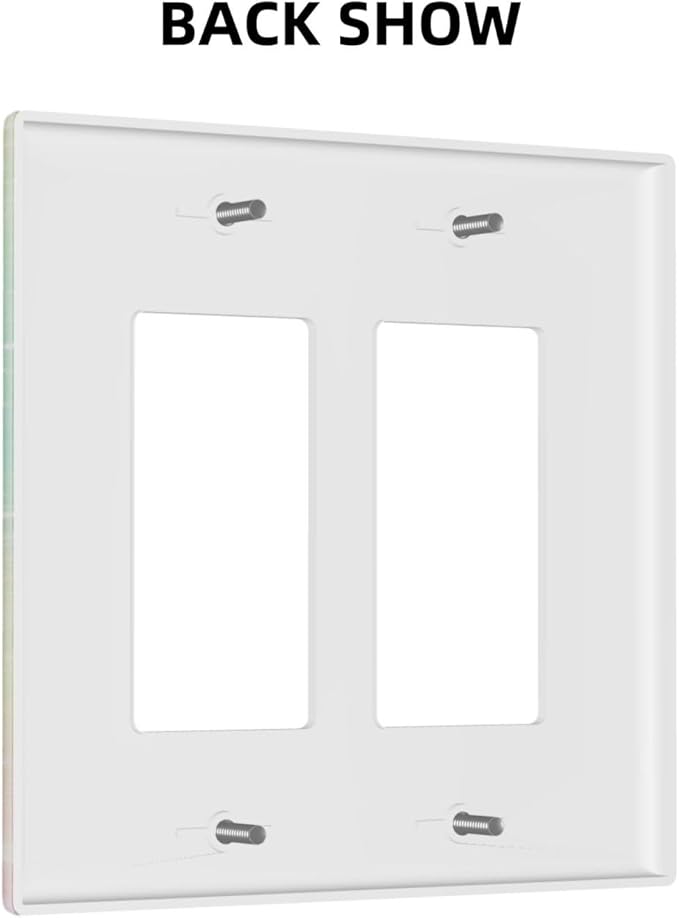 Decorative Outlet Covers Rainbow Shiny Gradient Colors 2 Gang Wall Plate Double Rocker Light Switch Cover Plate Jumbo Dual Electrical GFCI Switch Cover Plate for Kids Room Nursery Decor
