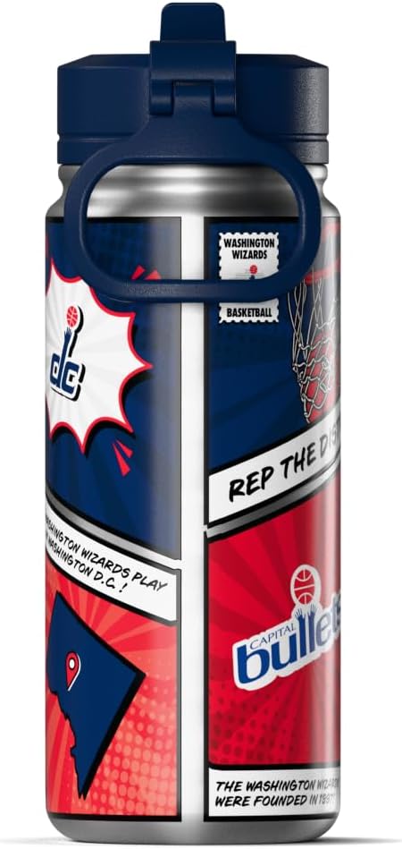 Hydrapeak x NBA Washington Wizards 20 oz Stainless Steel Water Bottle, Officially Licensed Double Wall Insulated Sports Bottle with Straw Lid, Reusable Leakproof Gift for Kids & Adults