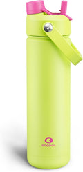 ENCOOL Insulated Water Bottle with Straw Stainless Steel Water Bottle, Leak-Proof, BPA-Free, Double Wall Vacuum Keeps Cold for 24 Hours for Sports, Travel, School (26 oz, Acid Green)