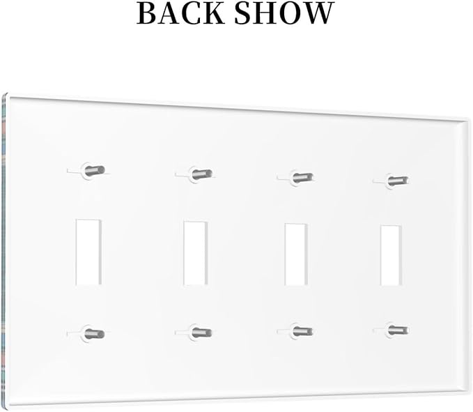Light Switch Cover Boho Hippie Colorful Mandala 4 Gang Switch Plate Quad Toggle Wall Plates Decorative Switchplate Electrical Outlet Cover Plates for Bathroom Home Decor