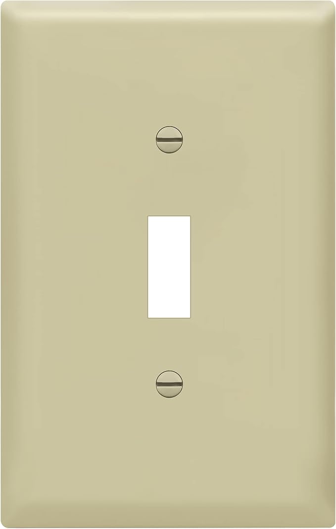 ENERLITES Toggle Light Switch Wall Plate, Gloss Finish, Midway Size 1-Gang 4.88" x 3.11", Unbreakable Polycarbonate Thermoplastic, UL Listed, 8811M-I, Ivory
