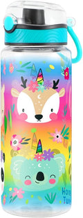 Home Tune Cute Water Bottle for School Kids Girls, BPA FREE Tritan & Leak Proof & Easy Clean & Carry Handle, 23oz/ 680ml (Deer)