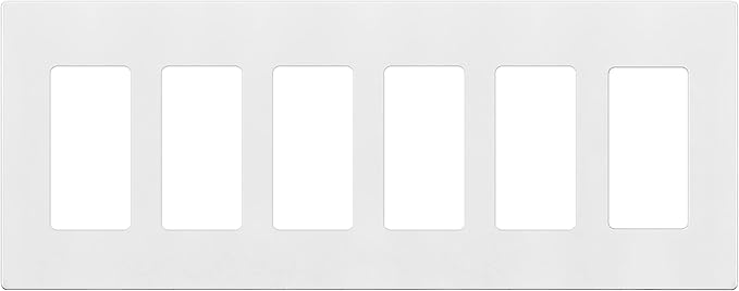 ENERLITES Screwless Decorator Wall Plate Child Safe Outlet Covers, Size 6-Gang 4.68" H x 12.00” L, Unbreakable Polycarbonate Thermoplastic, SI8836-W, Glossy, White