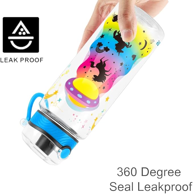Home Tune Cute Water Bottle for School Kids Girls, BPA FREE Tritan & Leak Proof & Easy Clean & Carry Handle, 23oz/ 680ml (UFO)