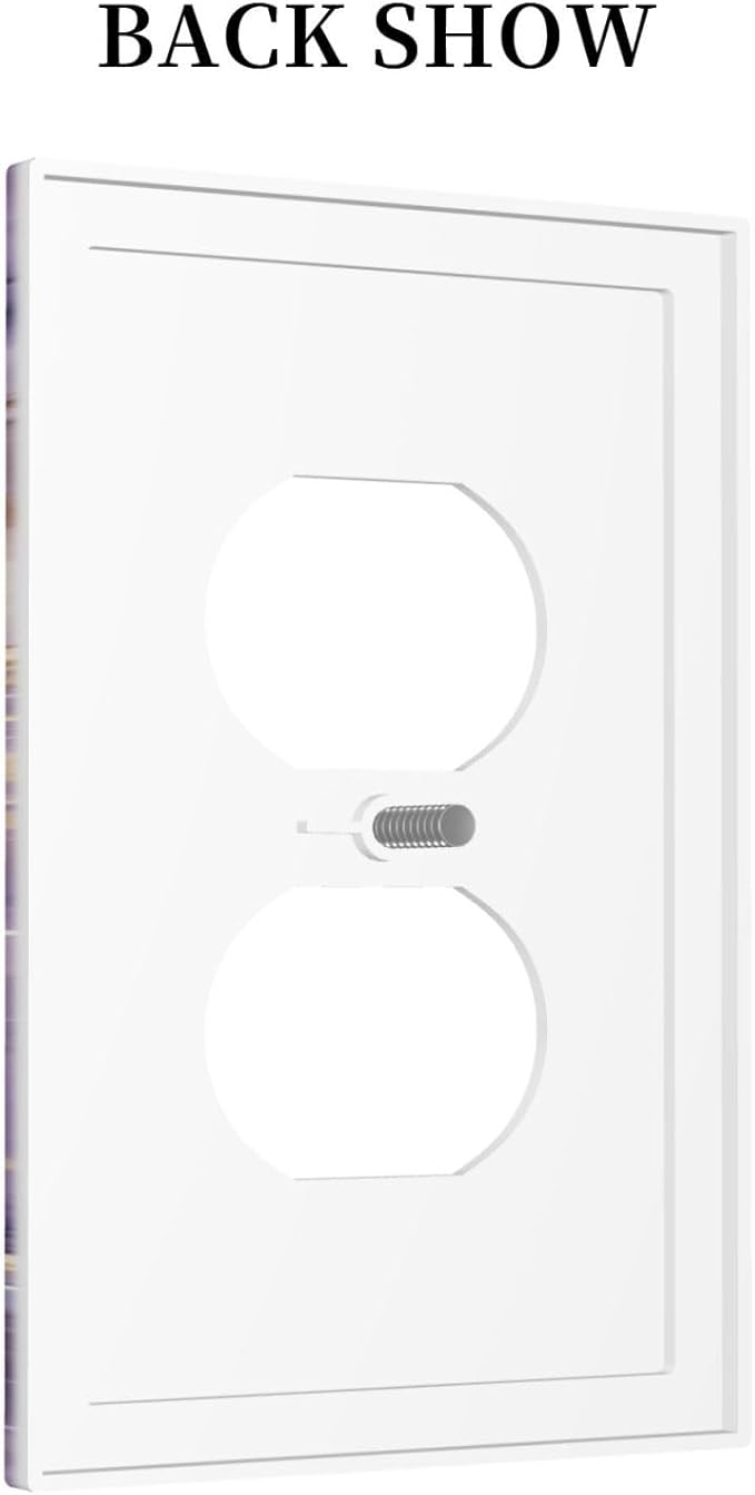 Abstract Purple Gold Marble Texure Luxurious Outlet Covers 1 Gang Duplex Light Switch Cover Decorative Switch Plates Electrical Receptacle Faceplate Wall Plate for Bathroom Living Room Decor