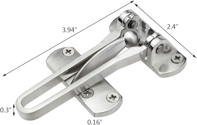 Topbuti Home Security Door Lock, 2 Pack Latch Guard Clasp Front Door Locks for Kids, Home Reinforcement Lock for Swing-in Doors, Hotel Door Latches, Thicken Solid Aluminium Alloy, Satin Nickel