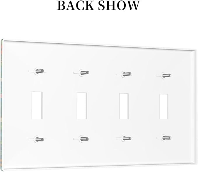 Decorative Art Light Switch Covers BlackCat&Flowers Quad Toggle 4 Gang Wall Plate Switch plate Electrical Faceplate for Home Decor