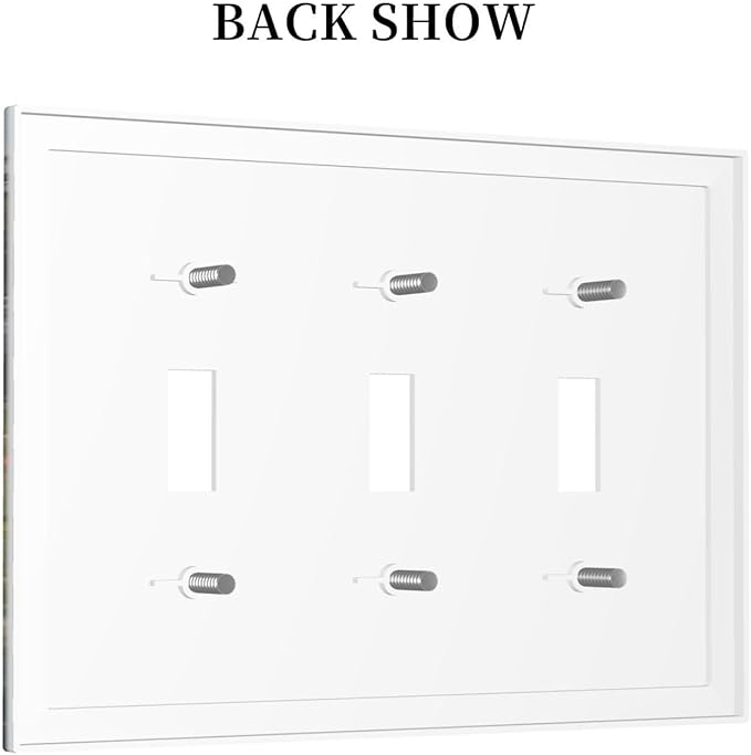 Decorative Switch Plates Floral Landscape Rustic Nature Wildflower 3 Gang Wall Plate Triple Toggle Light Switch Cover Faceplate Electrical Wall Panels For Bed Room Living Room Decor