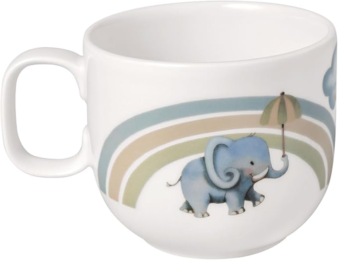 Villeroy & Boch Boho Kids Walk Like An Elephant Small Children's Mug with Handle, Mug for Children, Porcelain Mug, Children's Tableware, Dishwasher Safe, Microwave Safe, Multi-Colour