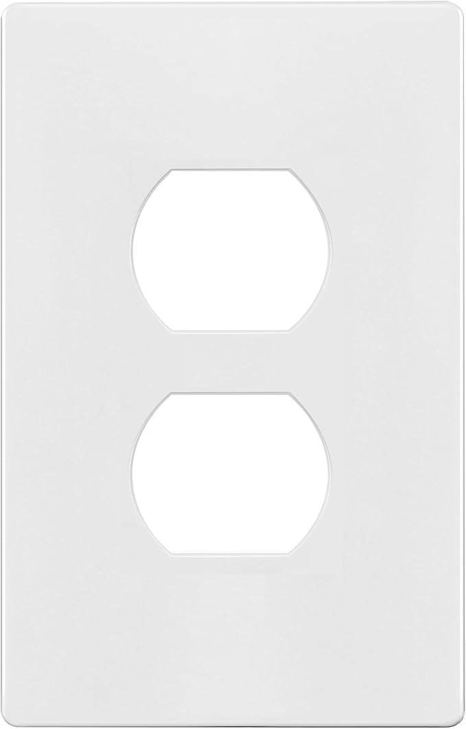 TG Mid-Size Screwless Duplex Wall Plate, Child Safe Receptacle Outlet Cover, Medium Size 1-Gang 4.88" H x 3.11" L, Polycarbonate Thermoplastic, UL Listed, SP-MS1-W, White (1 Pack)